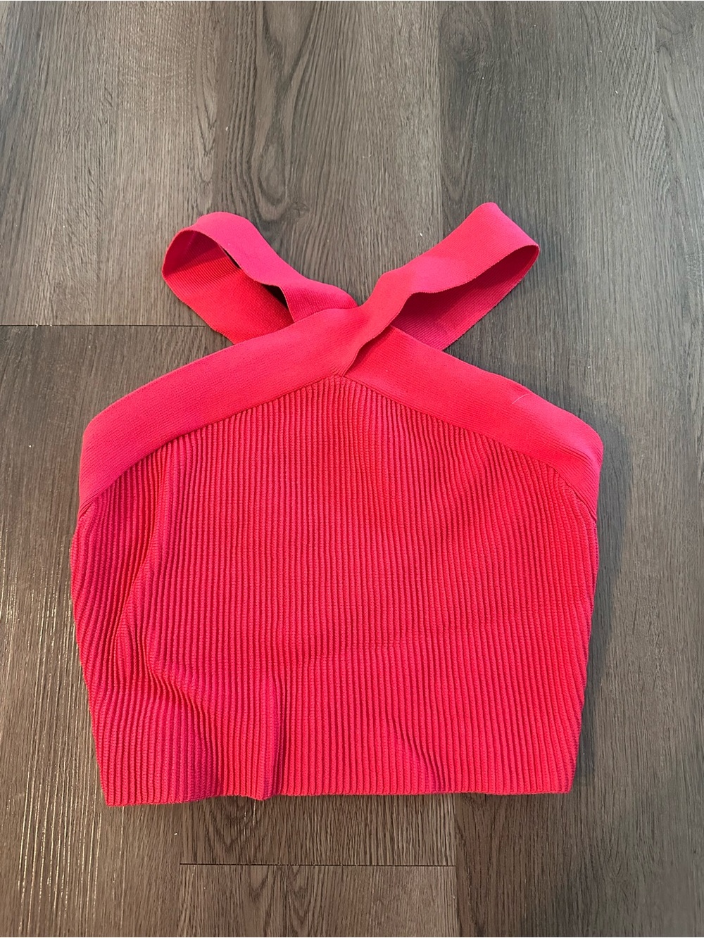 Aritzia babaton Ribbed Cross-Strap Crop Top - Hot Pink